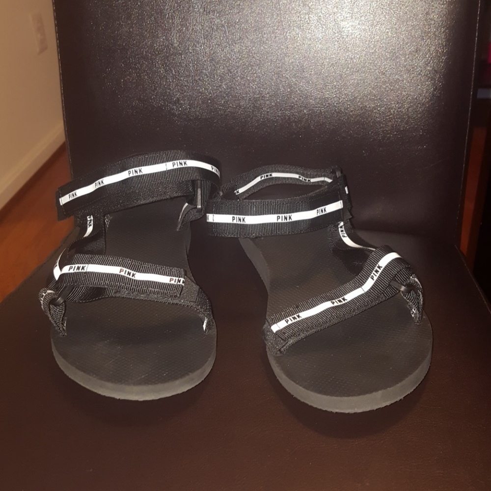 Stylish black sandals worn once